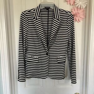 Express Women's Striped Blazer Black and White Size Large